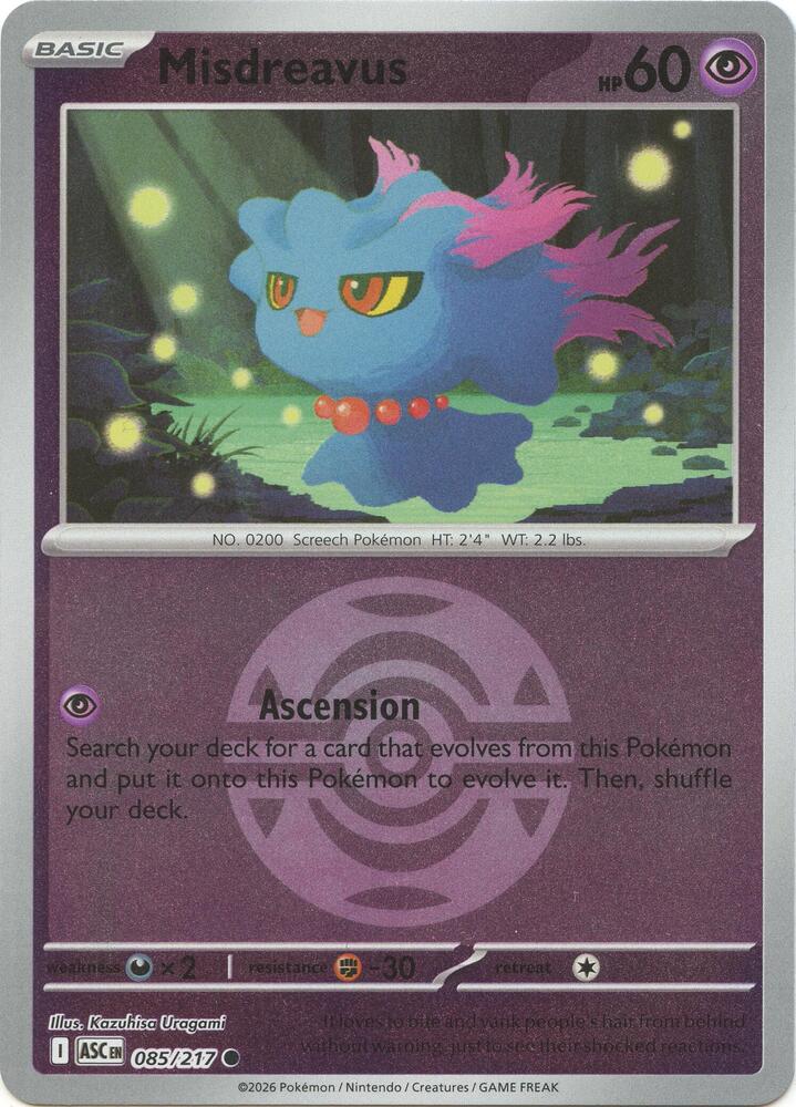 Misdreavus (Dusk Ball) 085/217 card from ME: Ascended Heroes