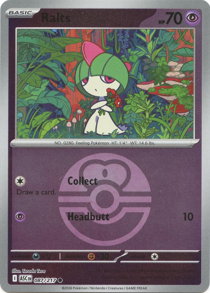 Ralts (Love Ball) 087/217 card from ME: Ascended Heroes