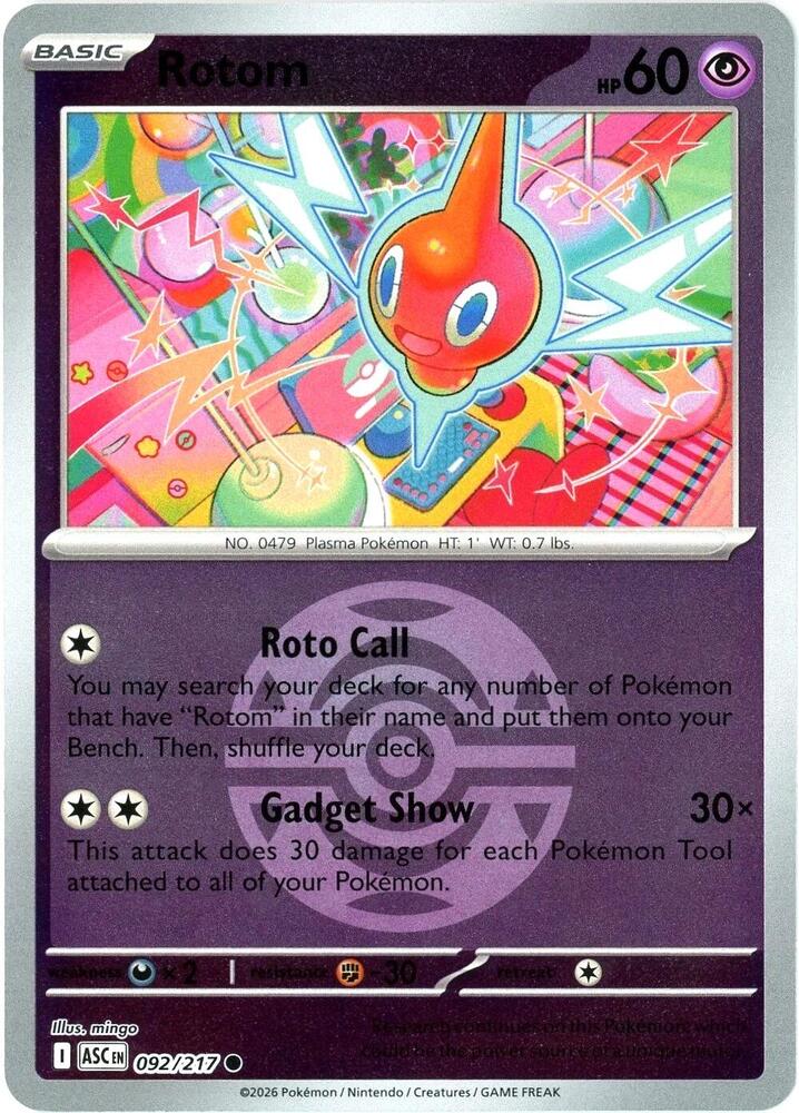 Rotom (Dusk Ball) 092/217 card from ME: Ascended Heroes