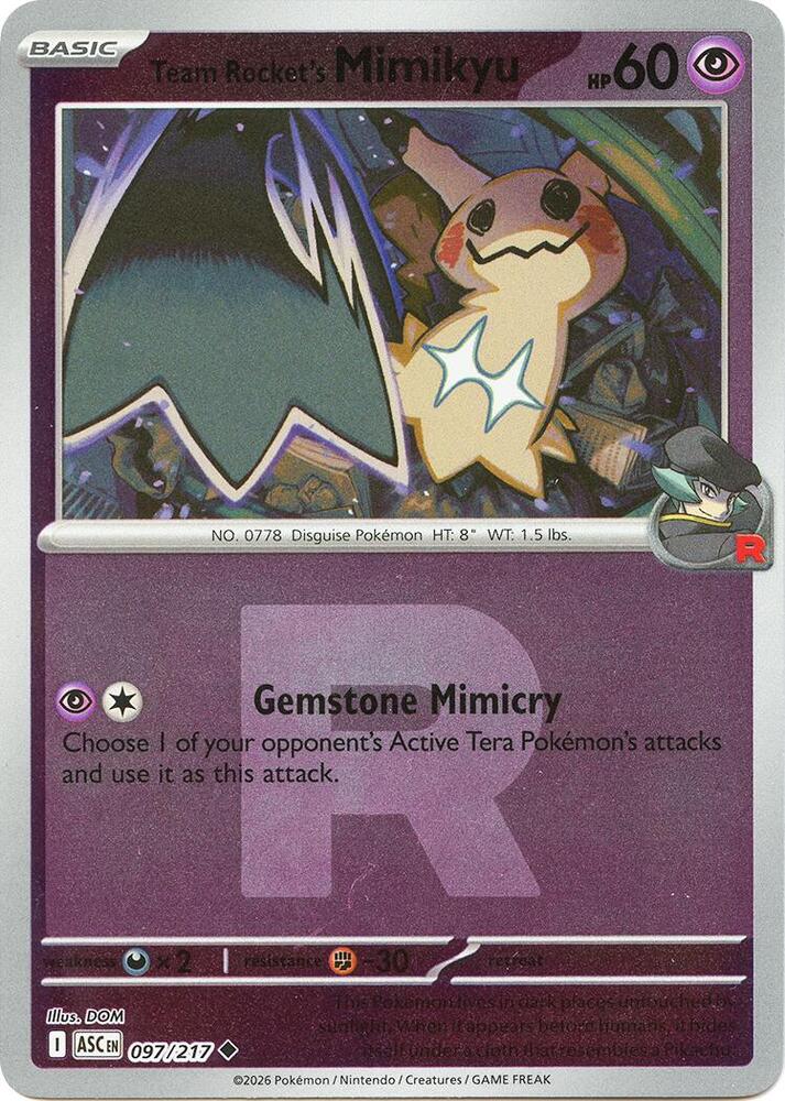 Team Rocket's Mimikyu (Team Rocket) 097/217 card from ME: Ascended Heroes