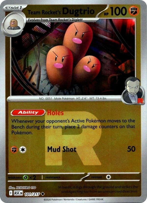 Team Rocket's Dugtrio (Team Rocket) 101/217 card from ME: Ascended Heroes