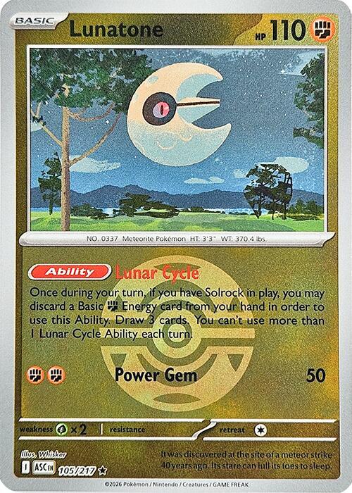 Lunatone (Dusk Ball) 105/217 card from ME: Ascended Heroes