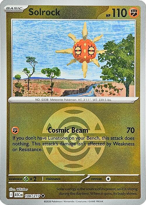 Solrock (Dusk Ball) 106/217 card from ME: Ascended Heroes