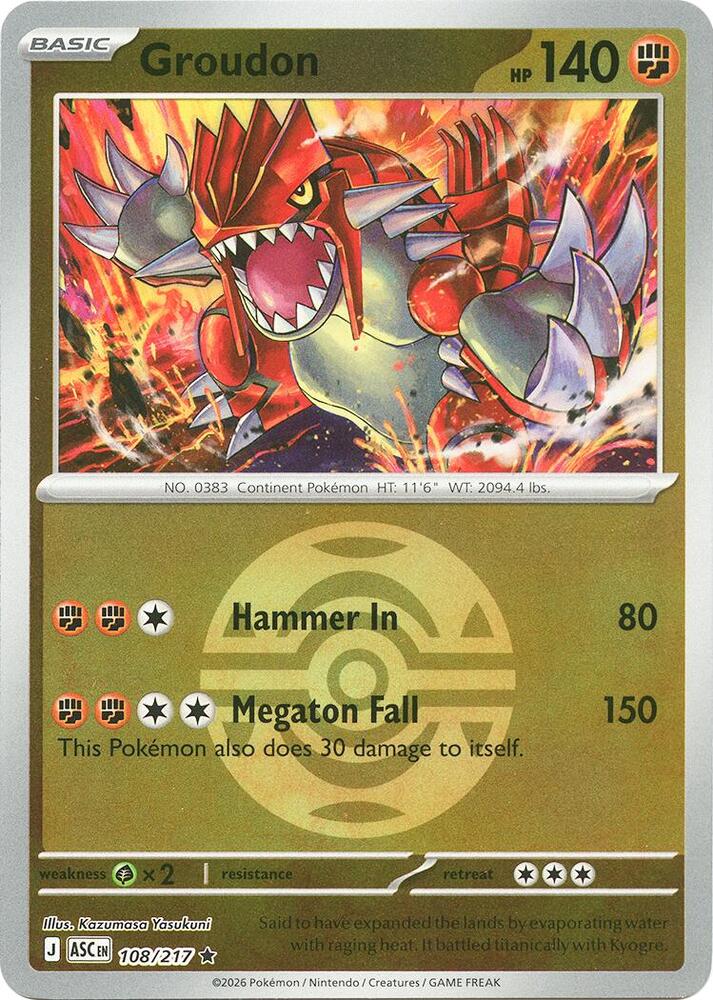 Groudon (Dusk Ball) 108/217 card from ME: Ascended Heroes