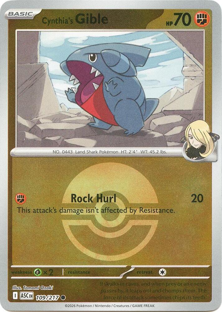 Cynthia's Gible (Poke Ball) 109/217 card from ME: Ascended Heroes