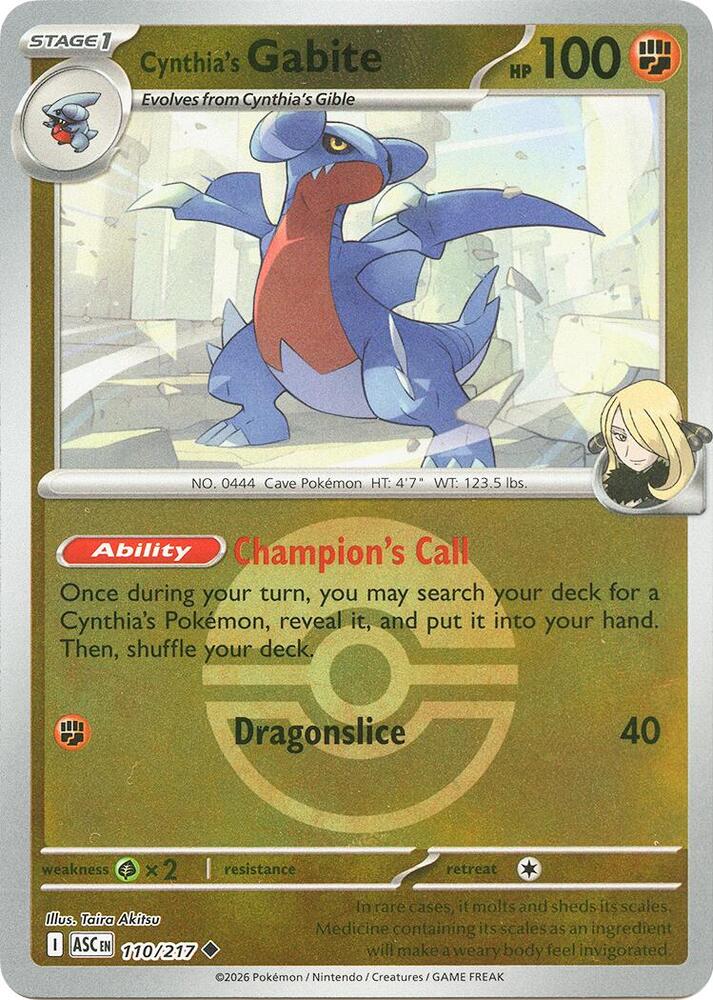 Cynthia's Gabite (Poke Ball) 110/217 card from ME: Ascended Heroes