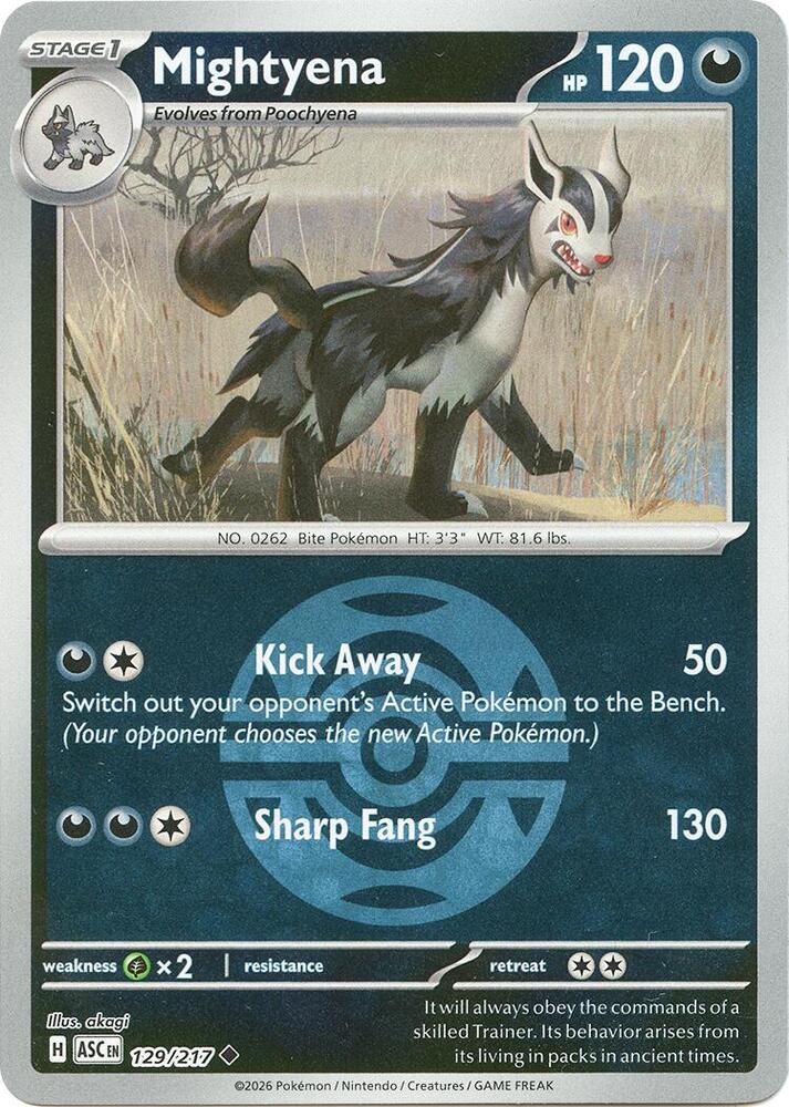 Mightyena (Dusk Ball) 129/217 card from ME: Ascended Heroes