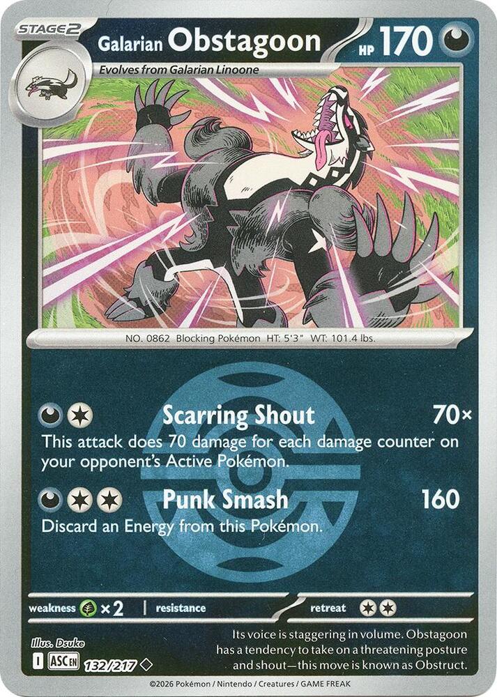 Galarian Obstagoon (Dusk Ball) 132/217 card from ME: Ascended Heroes