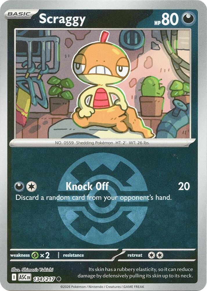 Scraggy (Quick Ball) 134/217 card from ME: Ascended Heroes