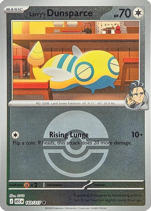Larry's Dunsparce (Poke Ball) 163/217 card from ME: Ascended Heroes