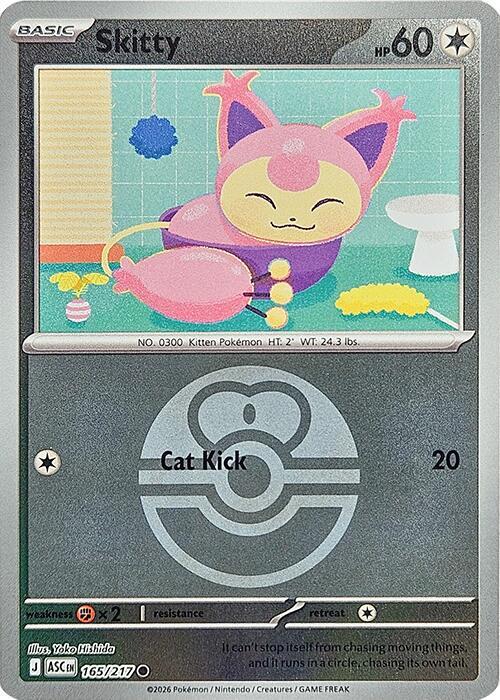 Skitty (Love Ball) 165/217 card from ME: Ascended Heroes