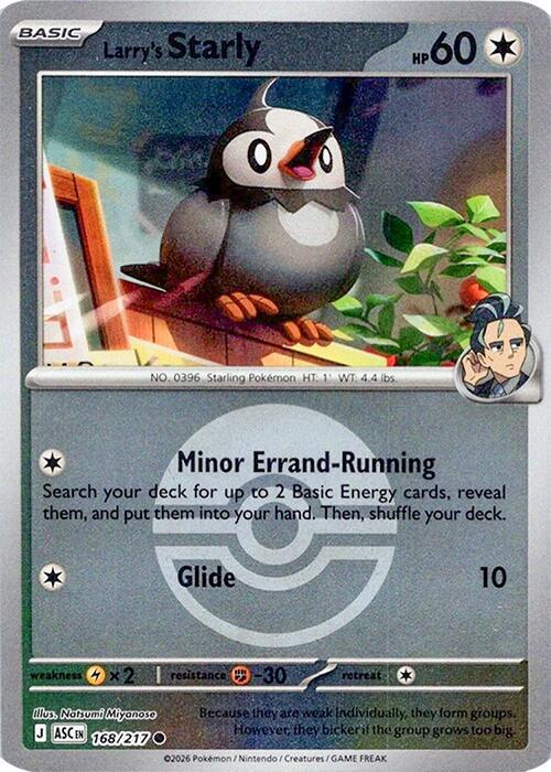 Larry's Starly (Poke Ball) 168/217 card from ME: Ascended Heroes