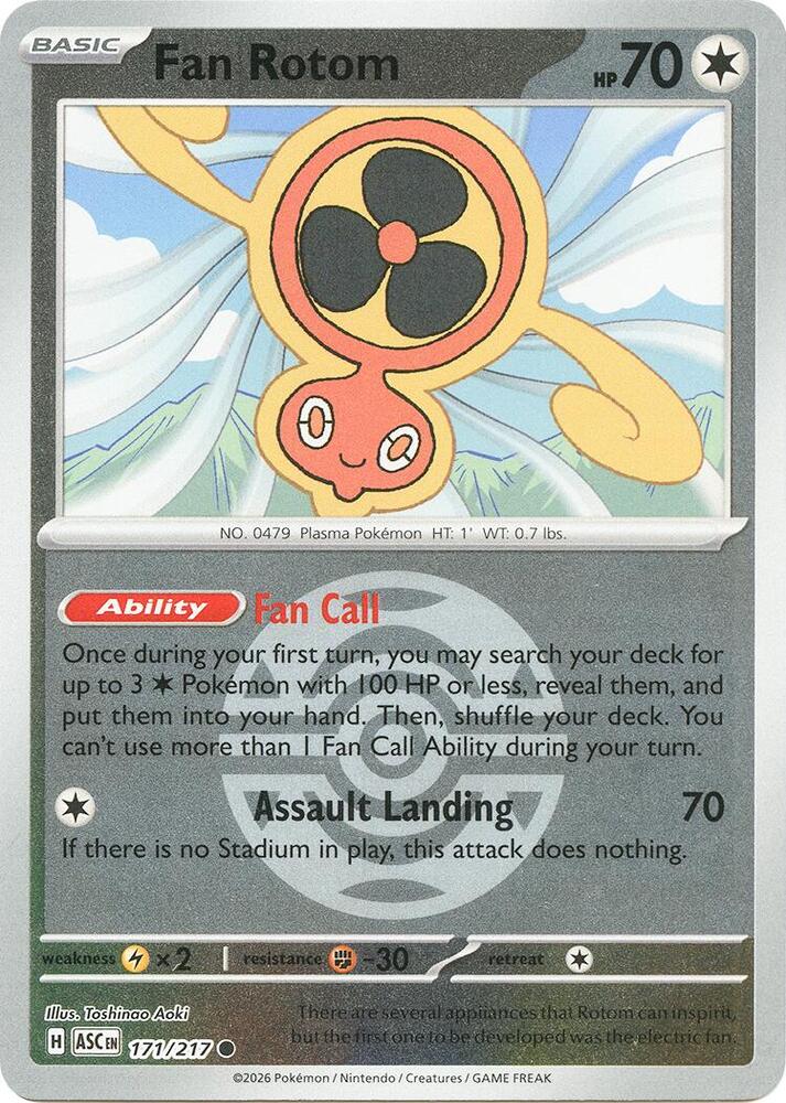 Fan Rotom (Dusk Ball) 171/217 card from ME: Ascended Heroes