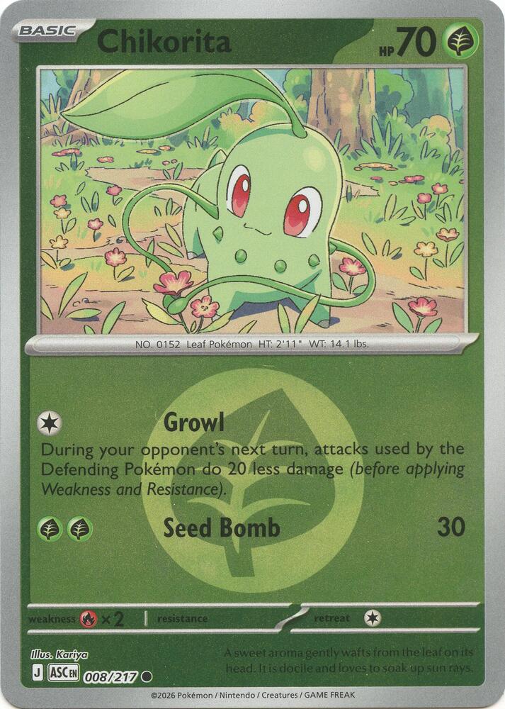 Chikorita (Energy Symbol Pattern) 008/217 card from ME: Ascended Heroes