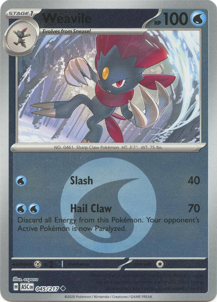 Weavile (Energy Symbol Pattern) 045/217 card from ME: Ascended Heroes