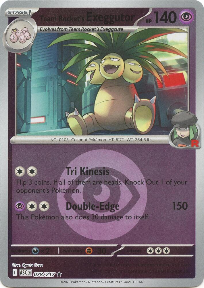 Team Rocket's exeggutor (Energy Symbol Pattern) 078/217 card from ME: Ascended Heroes