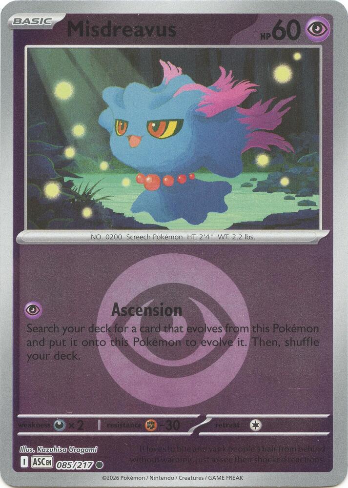Misdreavus (Energy Symbol Pattern) 085/217 card from ME: Ascended Heroes