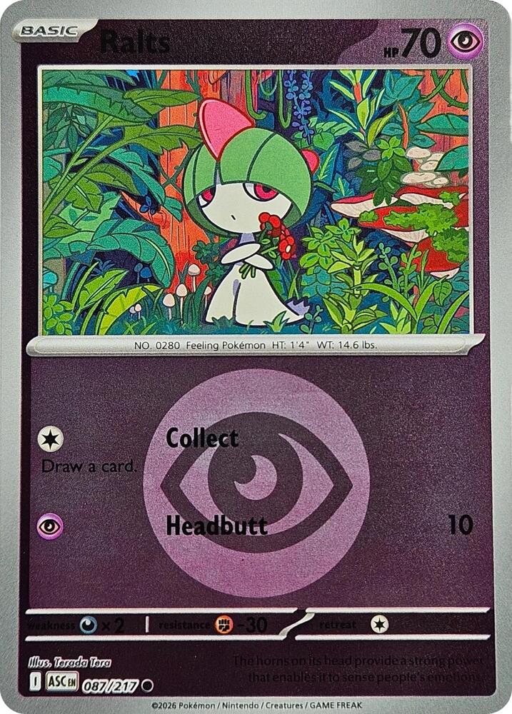 Ralts (Energy Symbol Pattern) 087/217 card from ME: Ascended Heroes