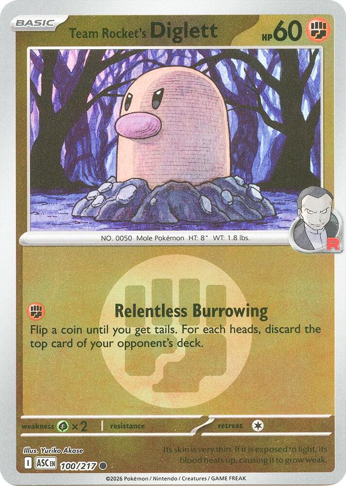Team Rocket's Diglett (Energy Symbol Pattern) 100/217 card from ME: Ascended Heroes