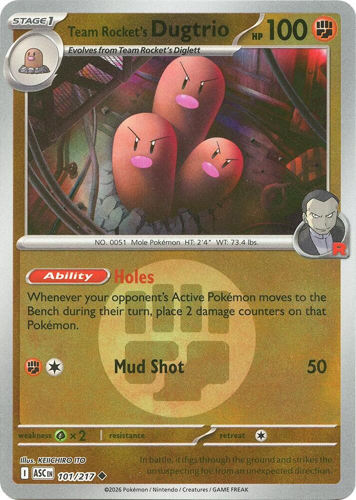 Team Rocket's Dugtrio (Energy Symbol Pattern) 101/217 card from ME: Ascended Heroes