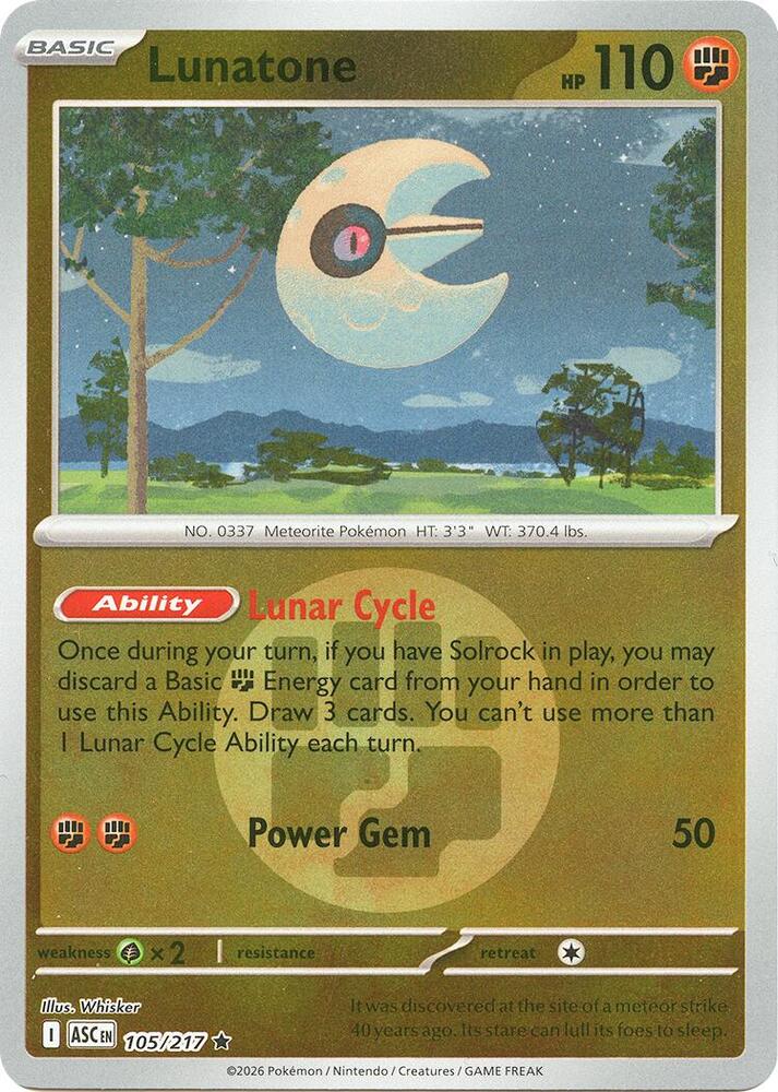 Lunatone (Energy Symbol Pattern) 105/217 card from ME: Ascended Heroes