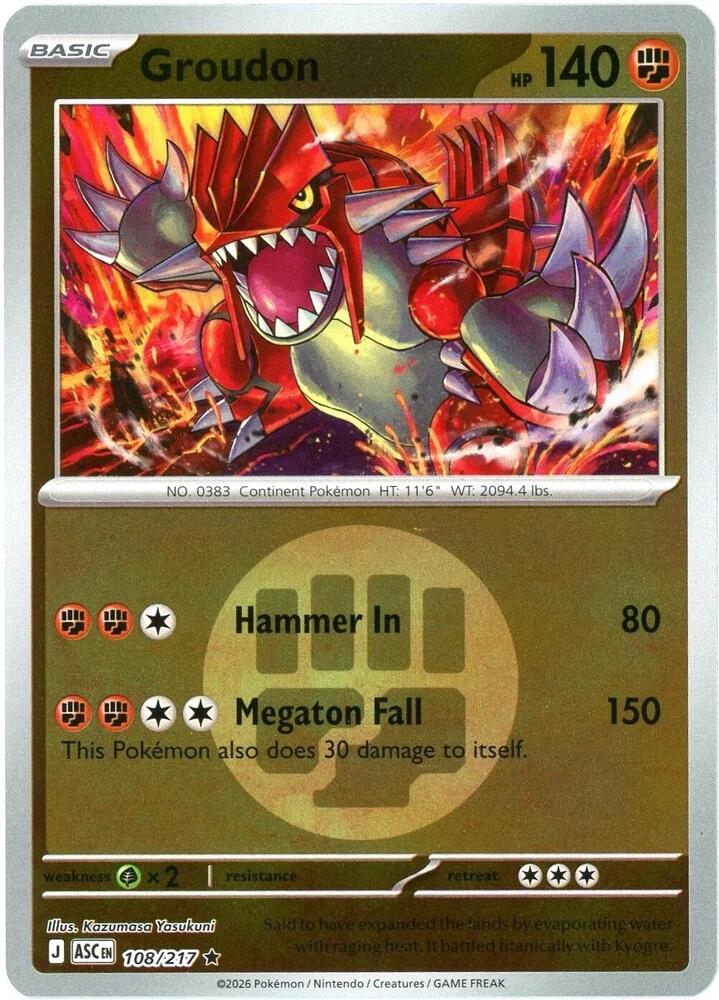 Groudon (Energy Symbol Pattern) 108/217 card from ME: Ascended Heroes
