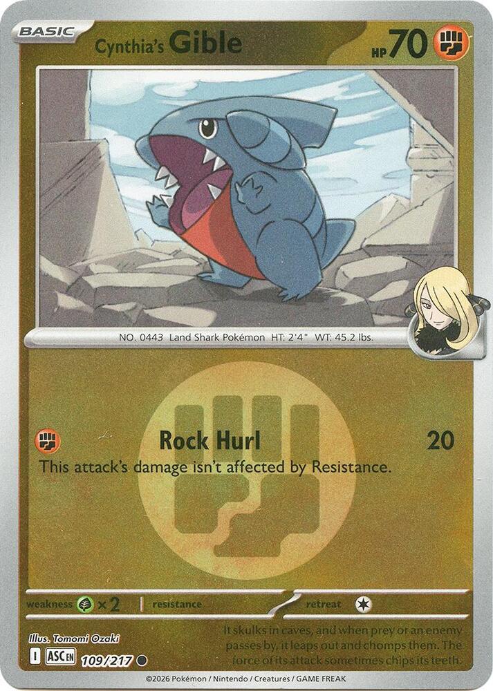 Cynthia's Gible (Energy Symbol Pattern) 109/217 card from ME: Ascended Heroes