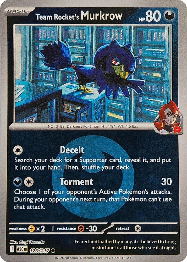 Team Rocket's Murkrow (Energy Symbol Pattern) 126/217 card from ME: Ascended Heroes