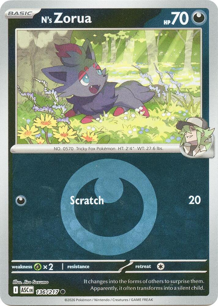 N's Zorua (Energy Symbol Pattern) 136/217 card from ME: Ascended Heroes