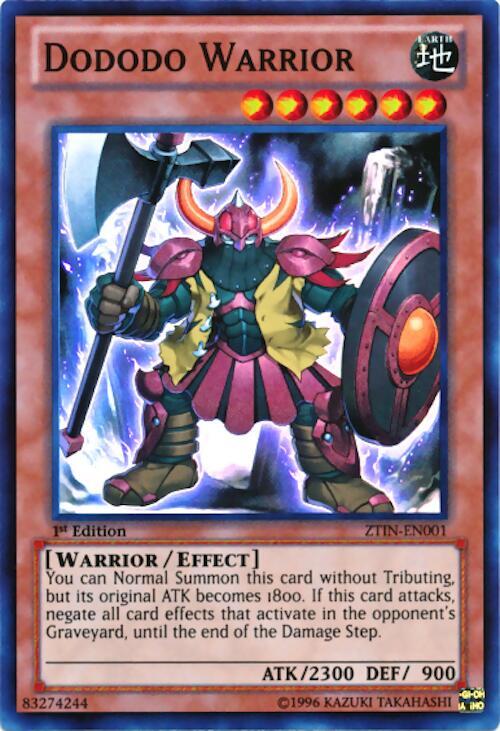 Dododo Warrior ZTIN-EN001 card from 2013 Zexal Collection Tin