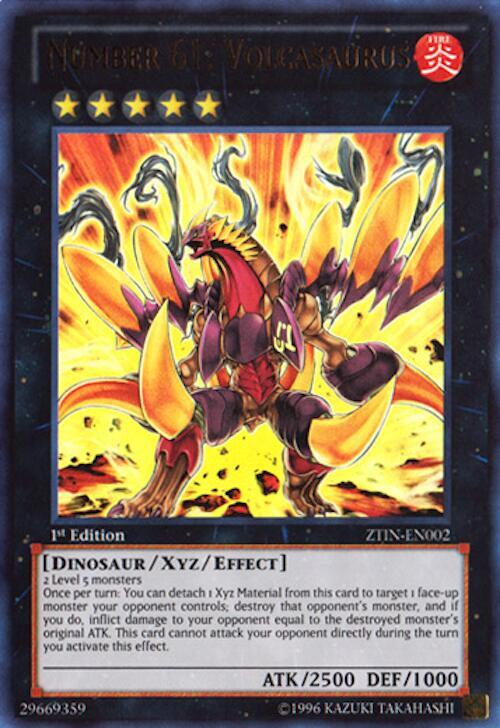 Number 61: Volcasaurus ZTIN-EN002 card from 2013 Zexal Collection Tin
