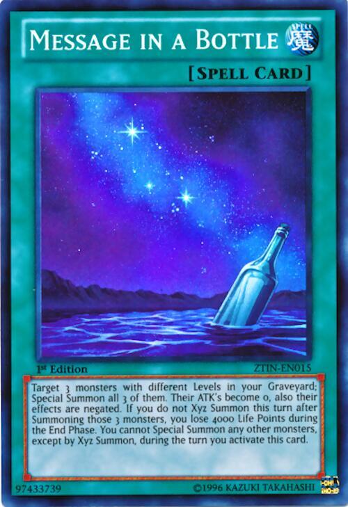 Message in a Bottle ZTIN-EN015 card from 2013 Zexal Collection Tin