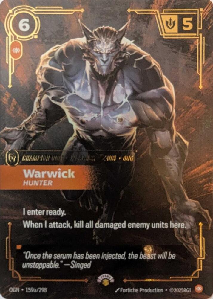 Warwick - Hunter 159a/298 card from Riftbound Promotional Cards