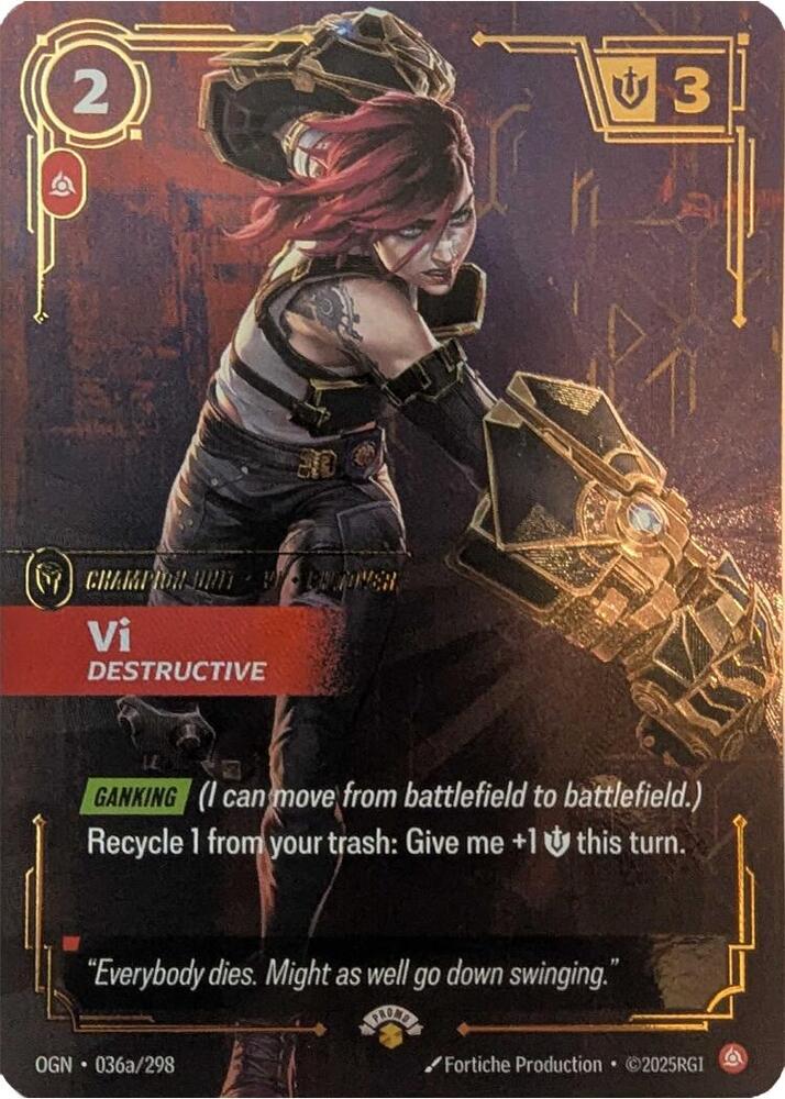 Vi - Destructive 036a/298 card from Riftbound Promotional Cards