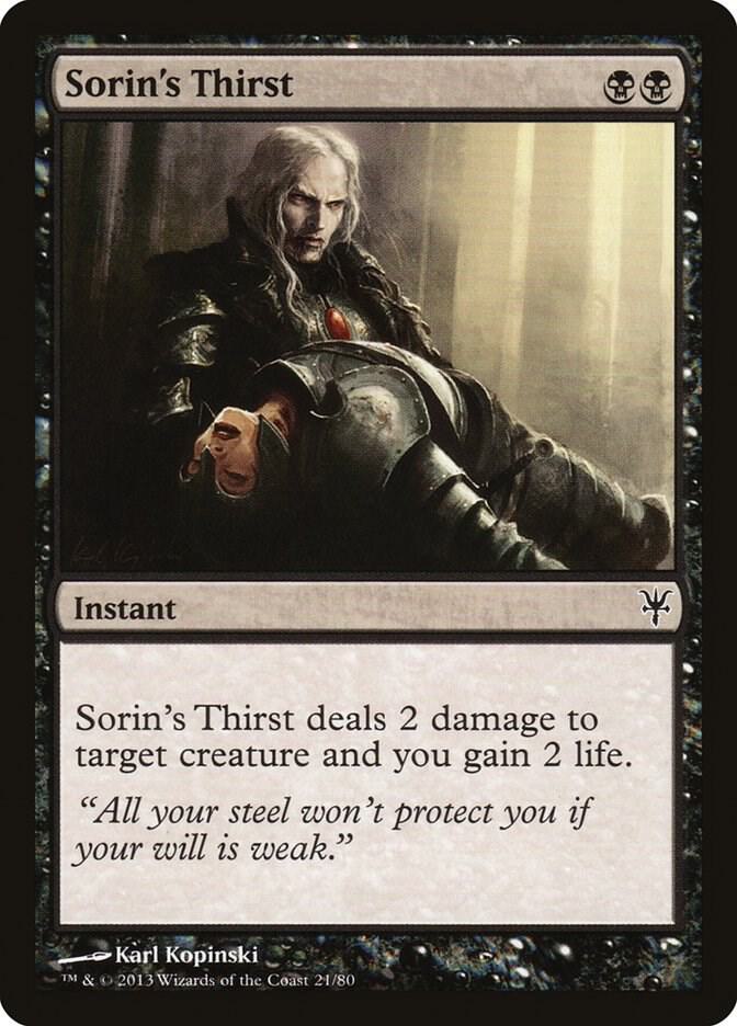 Sorin's Thirst 21 card from Duel Decks: Sorin vs. Tibalt