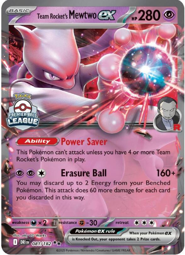 Team Rocket's Mewtwo ex 081/182 card from League & Championship Cards