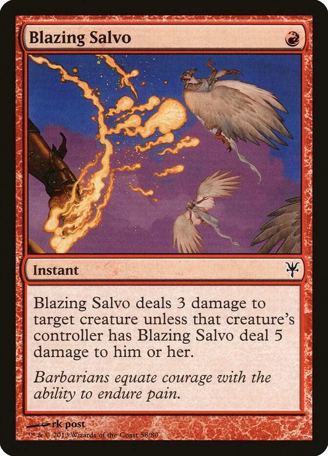 Blazing Salvo 58 card from Duel Decks: Sorin vs. Tibalt