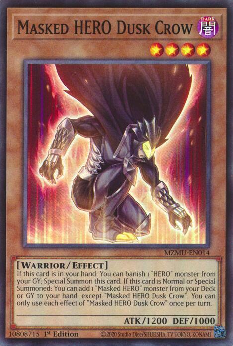 Masked HERO Dusk Crow MZMU-EN014 card from Maze of Muertos