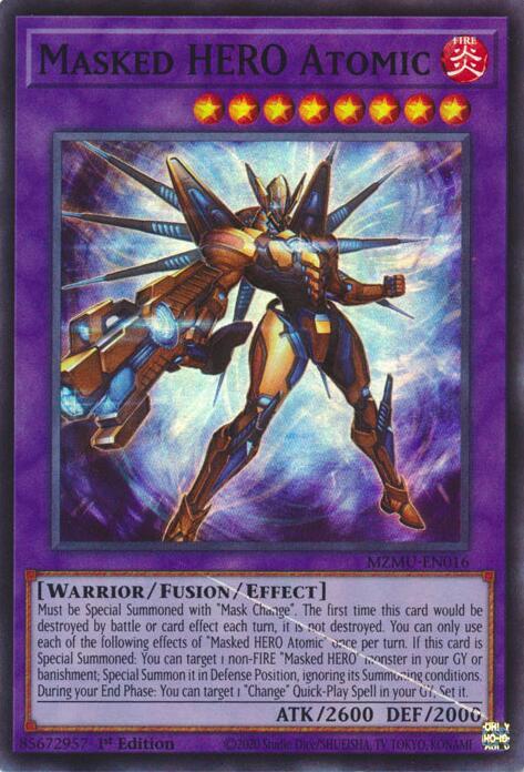 Masked HERO Atomic MZMU-EN016 card from Maze of Muertos