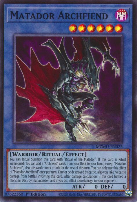 Matador Archfiend MZMU-EN022 card from Maze of Muertos