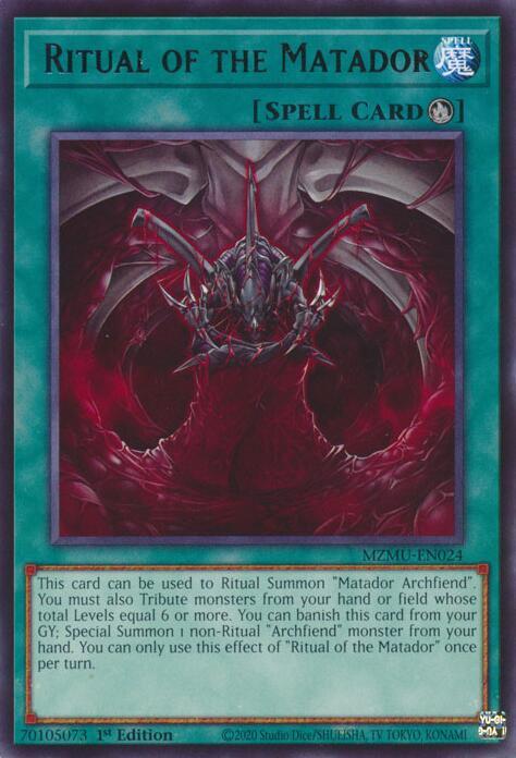 Ritual of the Matador MZMU-EN024 card from Maze of Muertos