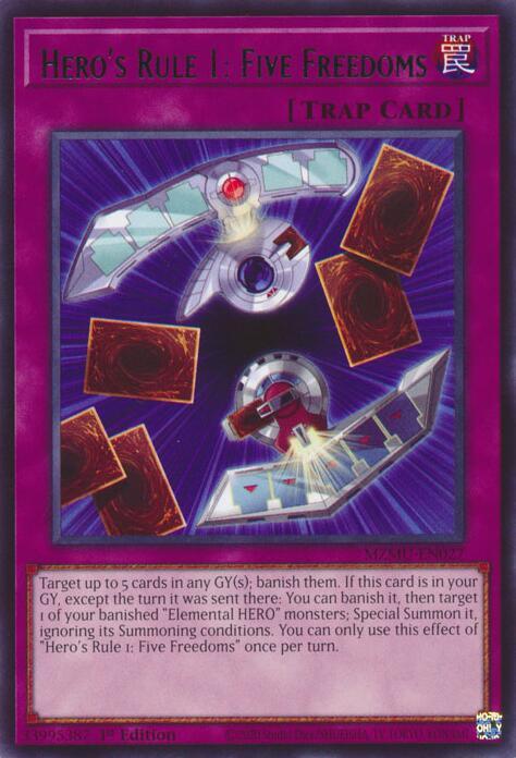 Hero's Rule 1: Five Freedoms MZMU-EN027 card from Maze of Muertos