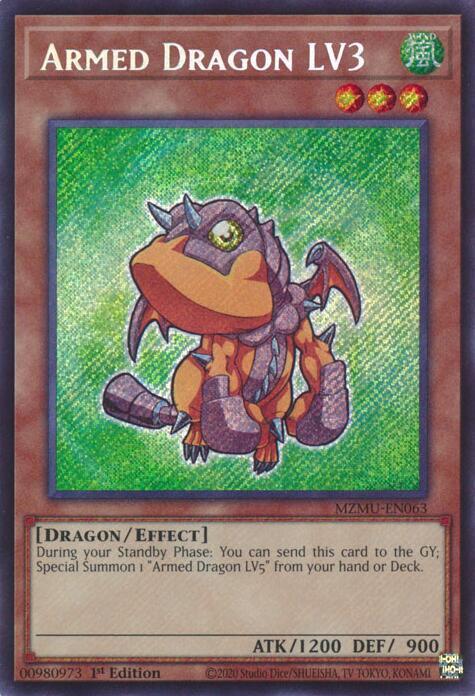 Armed Dragon LV3 MZMU-EN063 card from Maze of Muertos