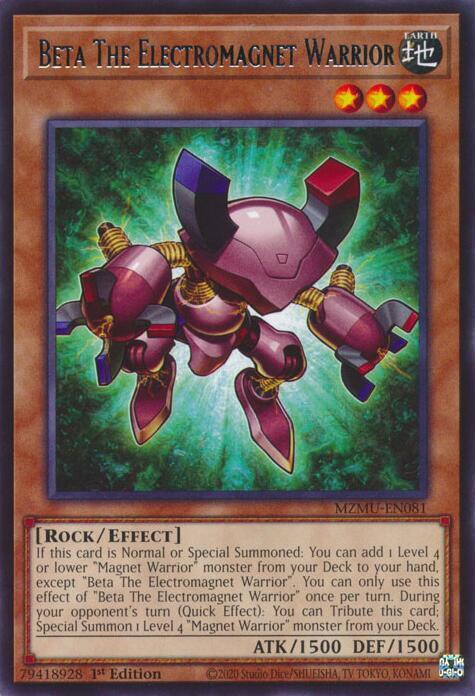 Beta The Electromagnet Warrior MZMU-EN081 card from Maze of Muertos