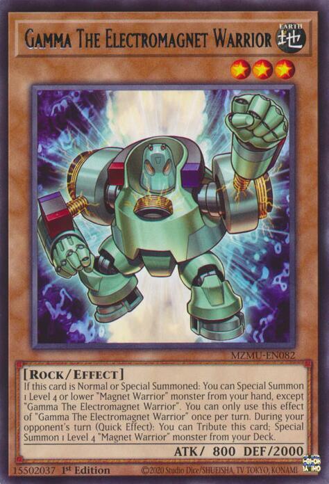 Gamma The Electromagnet Warrior MZMU-EN082 card from Maze of Muertos