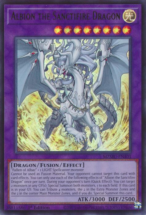 Albion the Sanctifire Dragon MZMU-EN101 card from Maze of Muertos