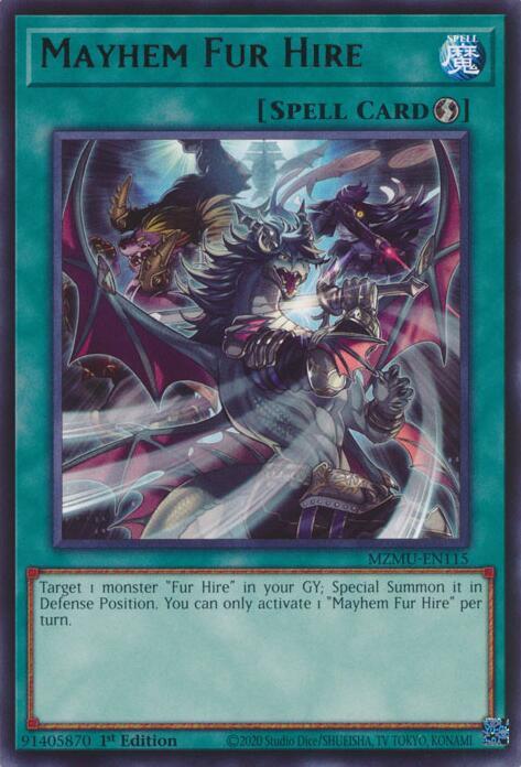 Mayhem Fur Hire MZMU-EN115 card from Maze of Muertos