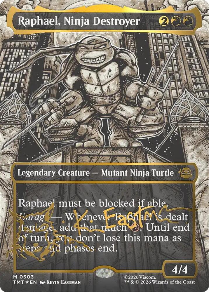 Raphael, Ninja Destroyer (Borderless) (Gold-Stamped Signature) 303 card from Teenage Mutant Ninja Turtles