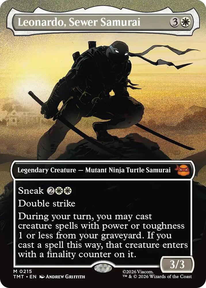 Leonardo, Sewer Samurai (Borderless) 215 card from Teenage Mutant Ninja Turtles