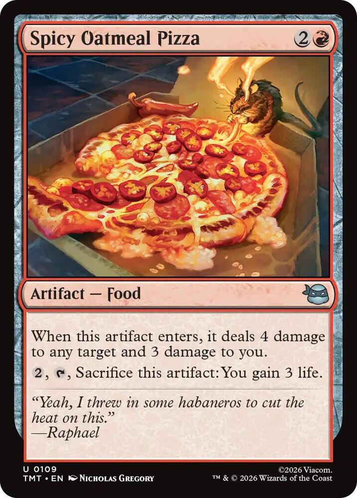 Spicy Oatmeal Pizza 109 card from Teenage Mutant Ninja Turtles